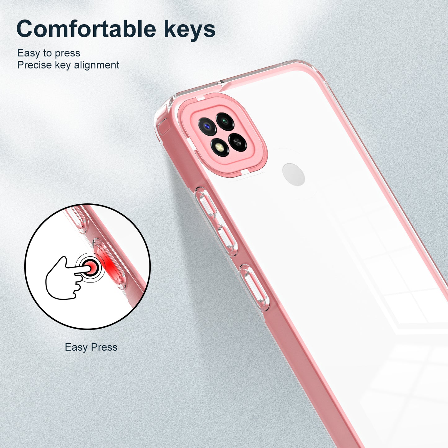 For Xiaomi Redmi 9C / 9C NFC / 10A 3-in-1 Transparent Back Cover TPU + PC Shockproof Phone Case