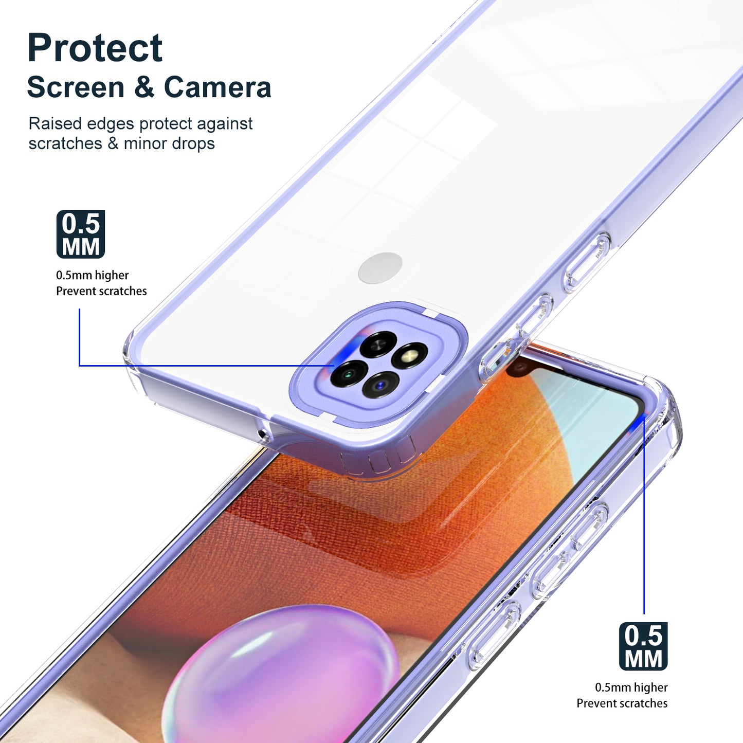 For Xiaomi Redmi 9C / 9C NFC / 10A 3-in-1 Transparent Back Cover TPU + PC Shockproof Phone Case