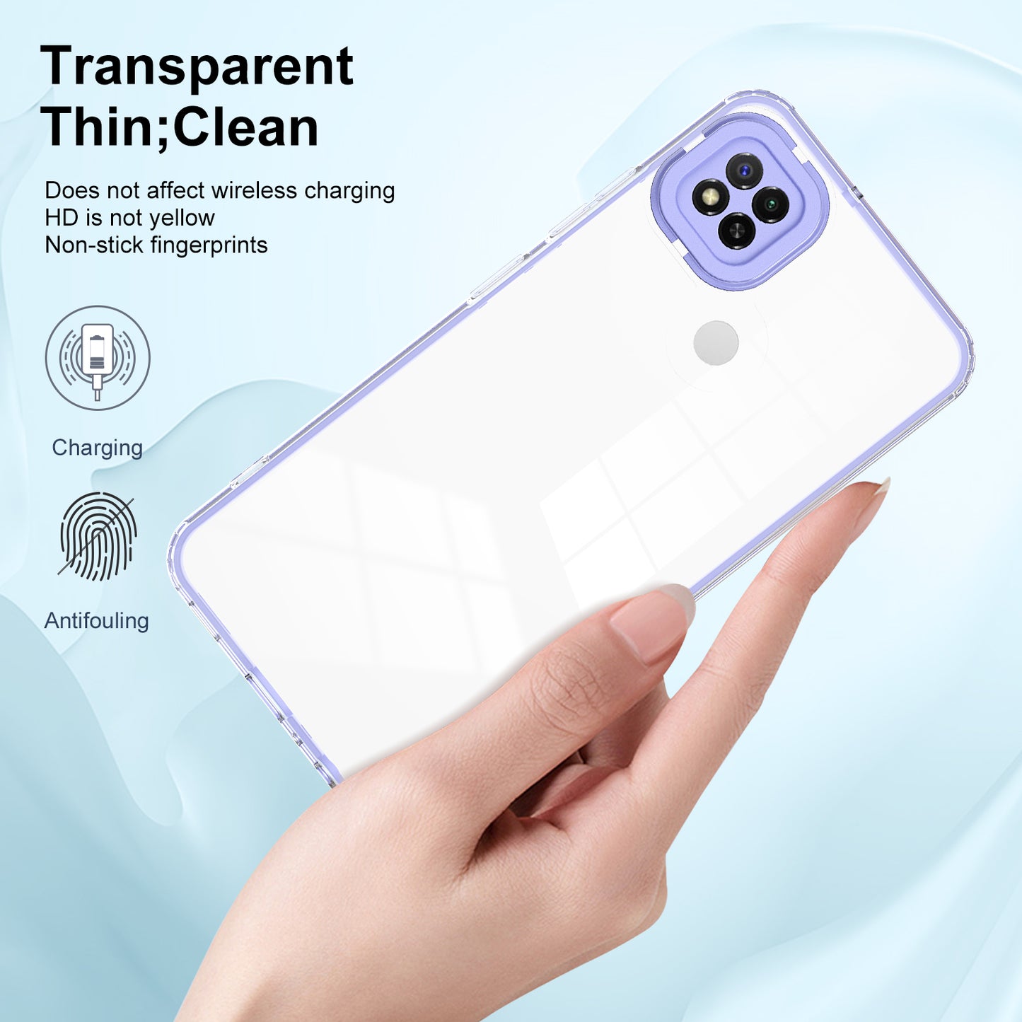 For Xiaomi Redmi 9C / 9C NFC / 10A 3-in-1 Transparent Back Cover TPU + PC Shockproof Phone Case