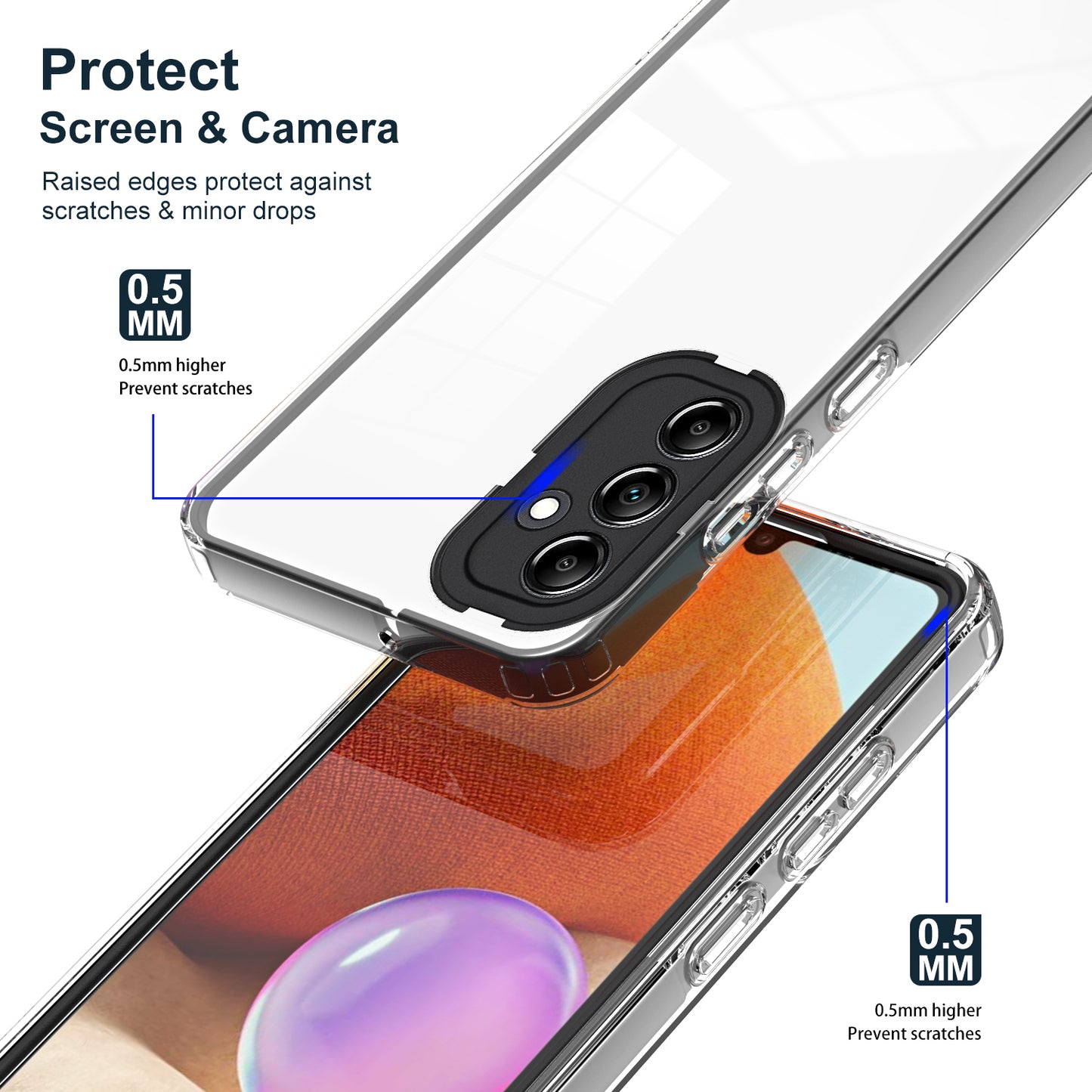 For Samsung Galaxy M14 5G Clear Back Cover TPU + PC Camera Protection Anti-drop Phone Case