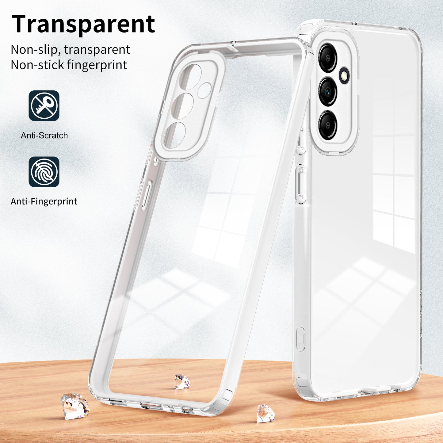 For Samsung Galaxy M14 5G Clear Back Cover TPU + PC Camera Protection Anti-drop Phone Case