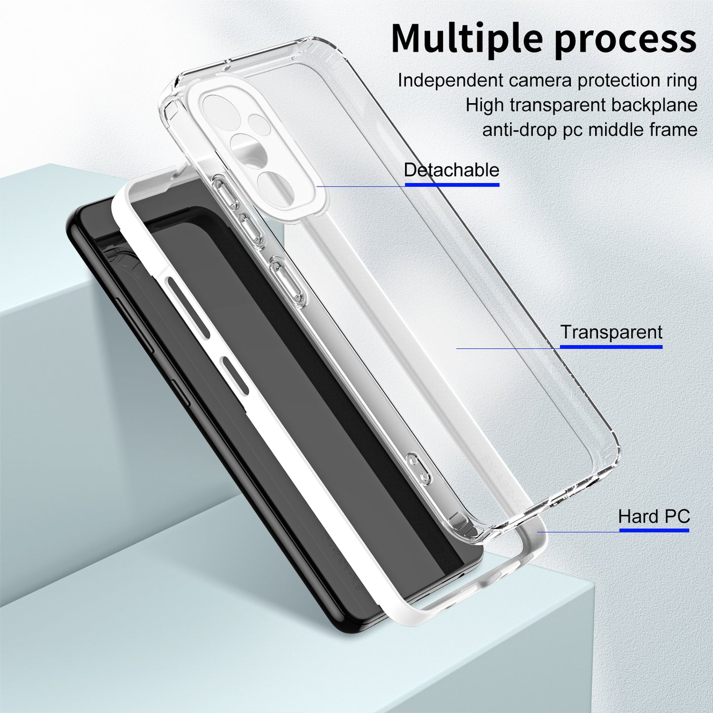 For Samsung Galaxy M14 5G Clear Back Cover TPU + PC Camera Protection Anti-drop Phone Case