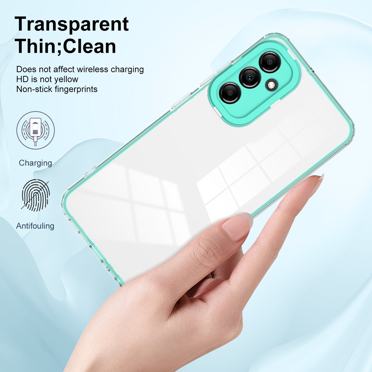 For Samsung Galaxy M14 5G Clear Back Cover TPU + PC Camera Protection Anti-drop Phone Case