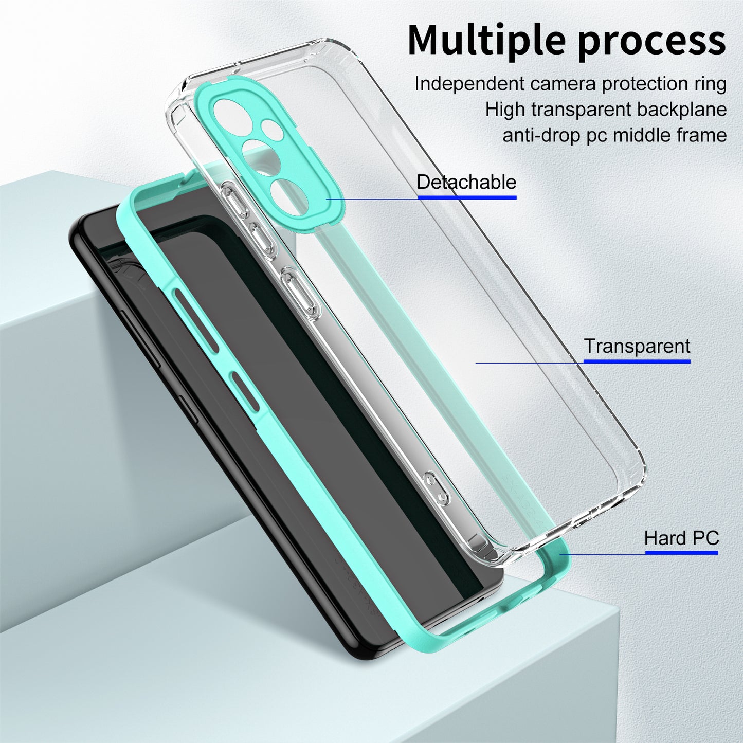 For Samsung Galaxy M14 5G Clear Back Cover TPU + PC Camera Protection Anti-drop Phone Case