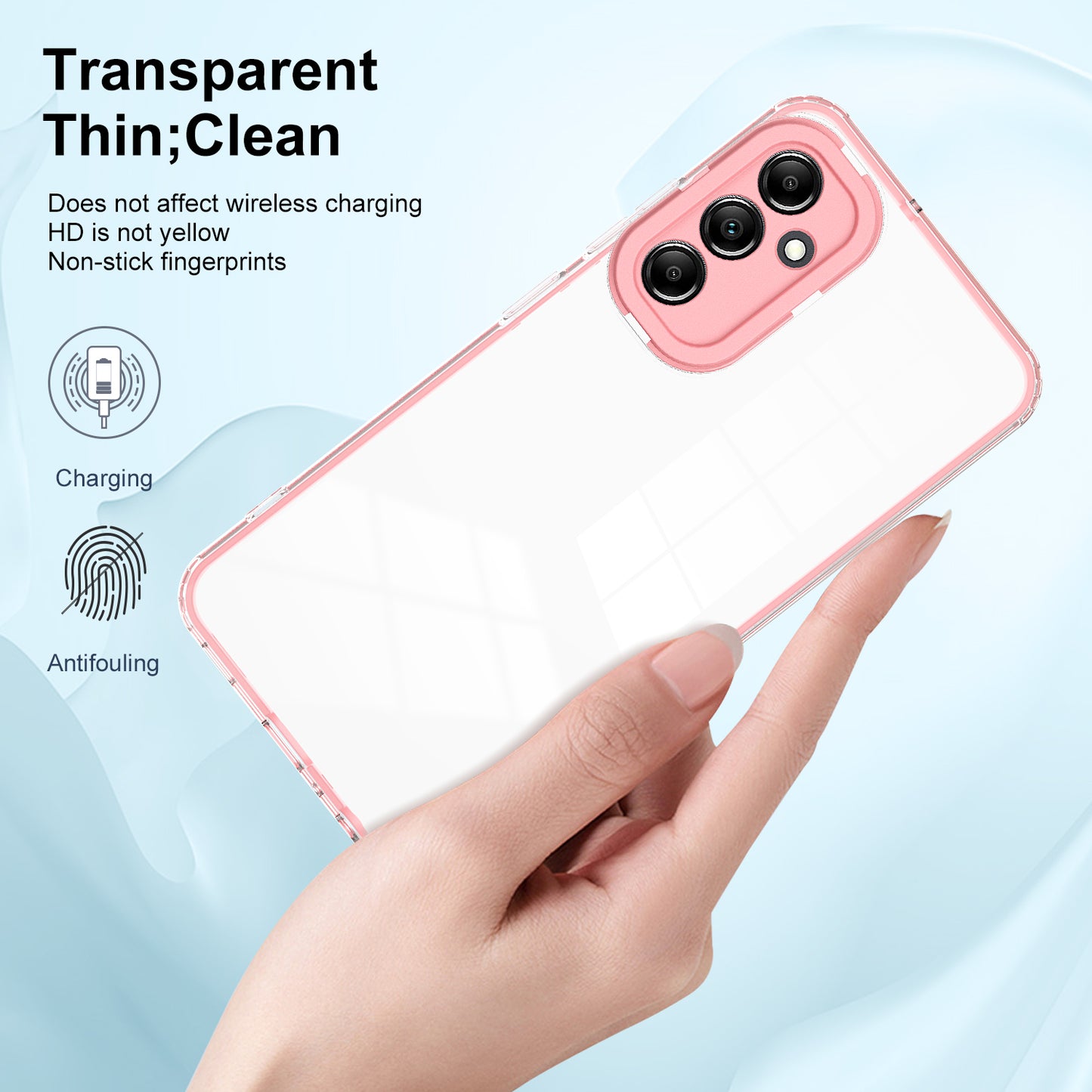 For Samsung Galaxy M14 5G Clear Back Cover TPU + PC Camera Protection Anti-drop Phone Case