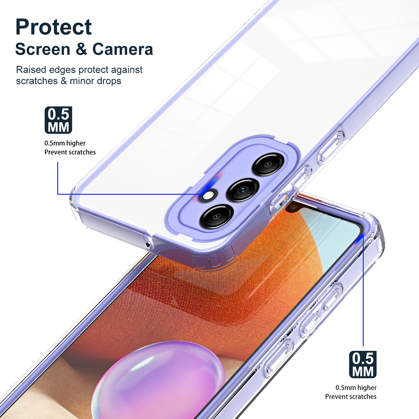 For Samsung Galaxy M14 5G Clear Back Cover TPU + PC Camera Protection Anti-drop Phone Case