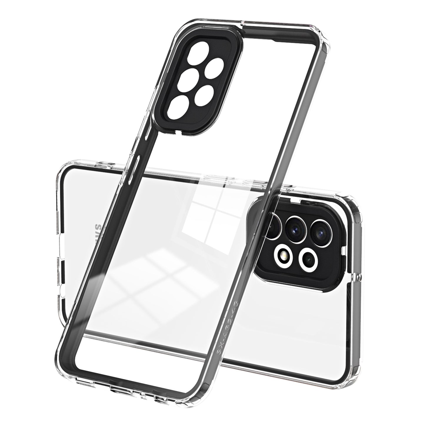 For Samsung Galaxy A72 4G / 5G Case TPU PC Phone Shell 3-in-1 Clear Phone Cover with PC Camera Frame