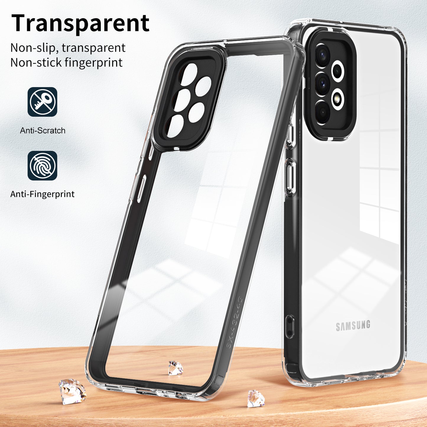 For Samsung Galaxy A72 4G / 5G Case TPU PC Phone Shell 3-in-1 Clear Phone Cover with PC Camera Frame