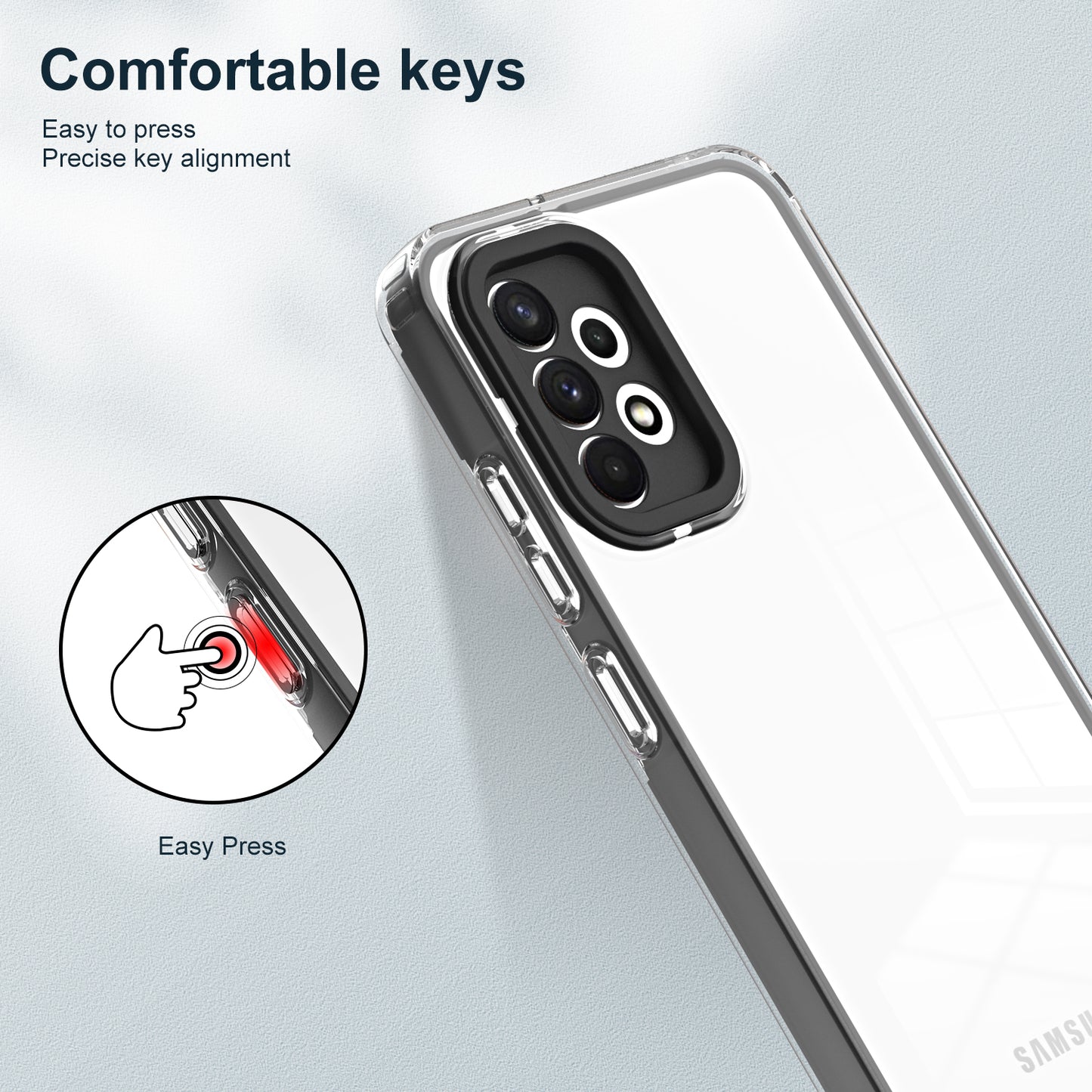 For Samsung Galaxy A72 4G / 5G Case TPU PC Phone Shell 3-in-1 Clear Phone Cover with PC Camera Frame