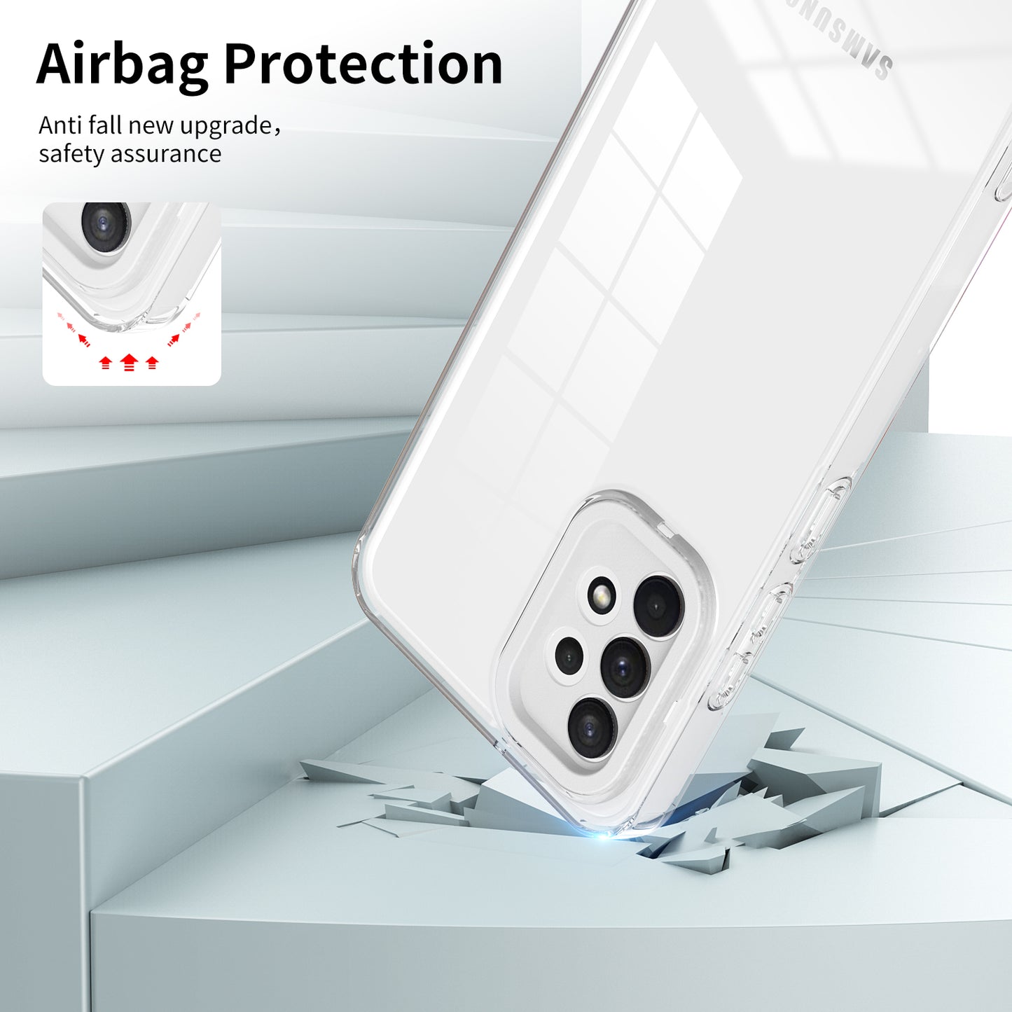 For Samsung Galaxy A72 4G / 5G Case TPU PC Phone Shell 3-in-1 Clear Phone Cover with PC Camera Frame