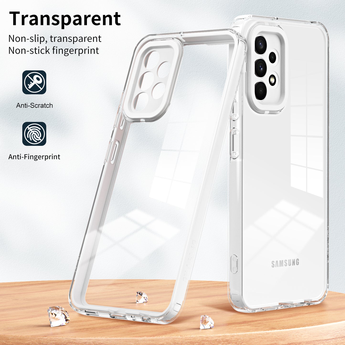 For Samsung Galaxy A72 4G / 5G Case TPU PC Phone Shell 3-in-1 Clear Phone Cover with PC Camera Frame