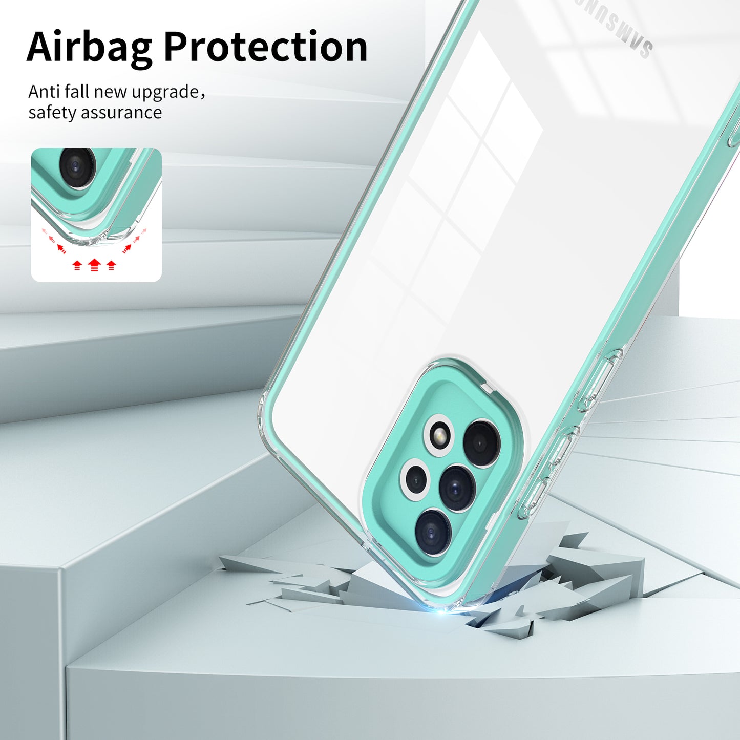 For Samsung Galaxy A72 4G / 5G Case TPU PC Phone Shell 3-in-1 Clear Phone Cover with PC Camera Frame