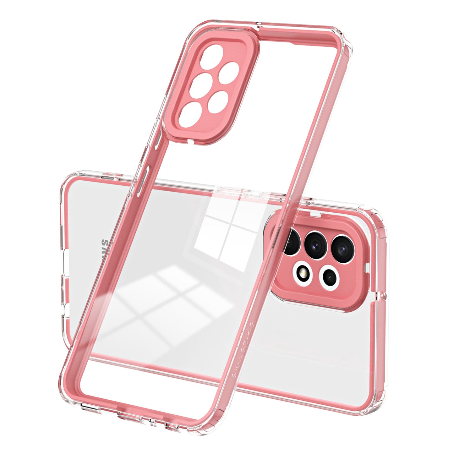 For Samsung Galaxy A72 4G / 5G Case TPU PC Phone Shell 3-in-1 Clear Phone Cover with PC Camera Frame