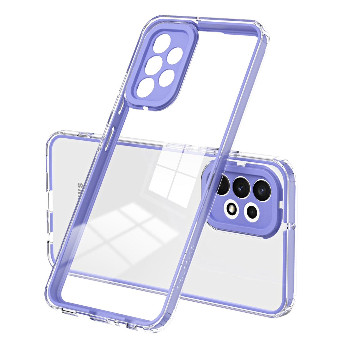 For Samsung Galaxy A72 4G / 5G Case TPU PC Phone Shell 3-in-1 Clear Phone Cover with PC Camera Frame