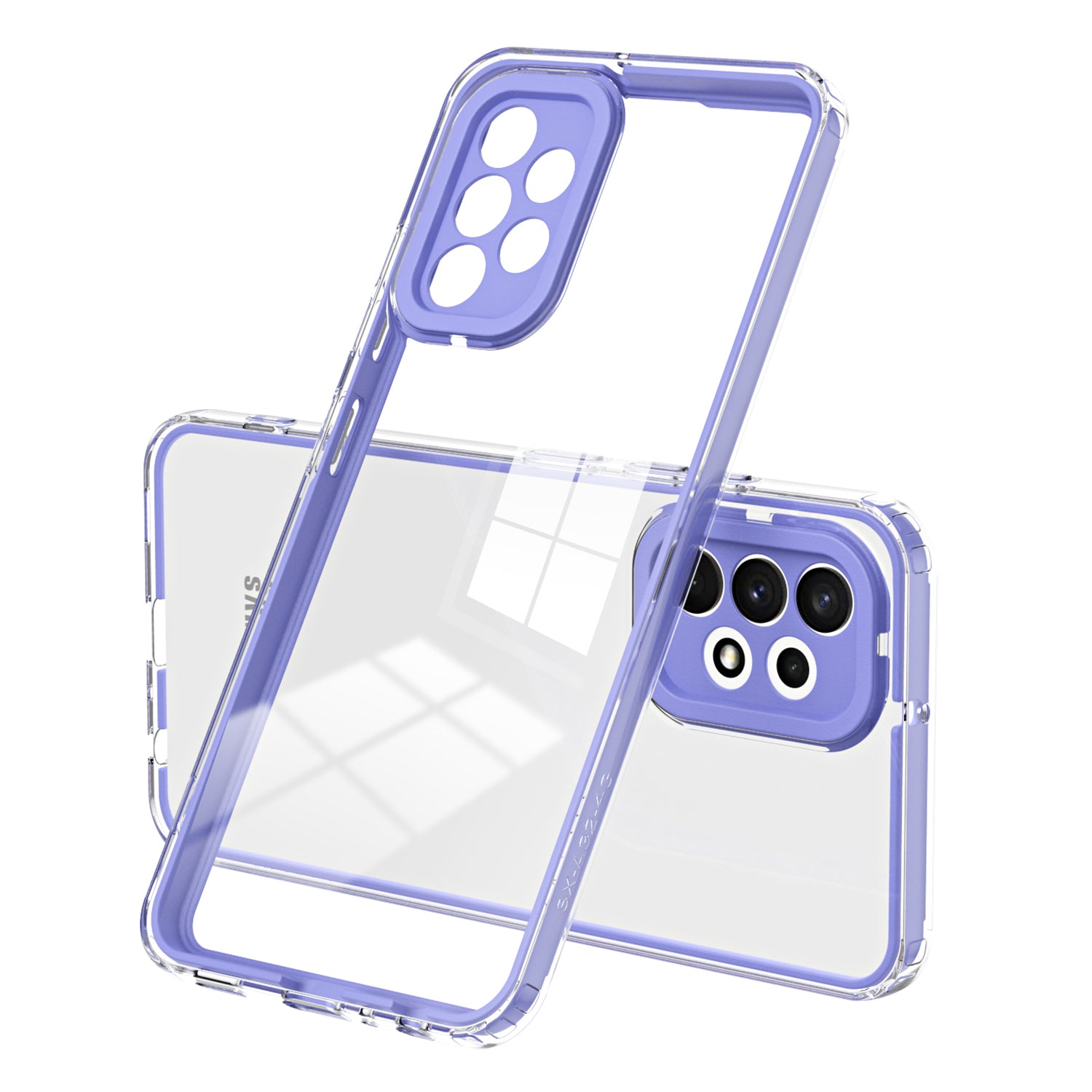 For Samsung Galaxy A72 4G / 5G Case TPU PC Phone Shell 3-in-1 Clear Phone Cover with PC Camera Frame