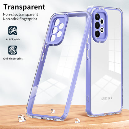 For Samsung Galaxy A72 4G / 5G Case TPU PC Phone Shell 3-in-1 Clear Phone Cover with PC Camera Frame