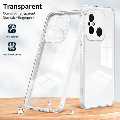 TPU PC Phone Case for Xiaomi Redmi 12C 4G Anti-Drop 3-in-1 Clear Cover with PC Camera Frame