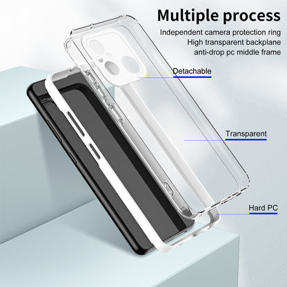 TPU PC Phone Case for Xiaomi Redmi 12C 4G Anti-Drop 3-in-1 Clear Cover with PC Camera Frame