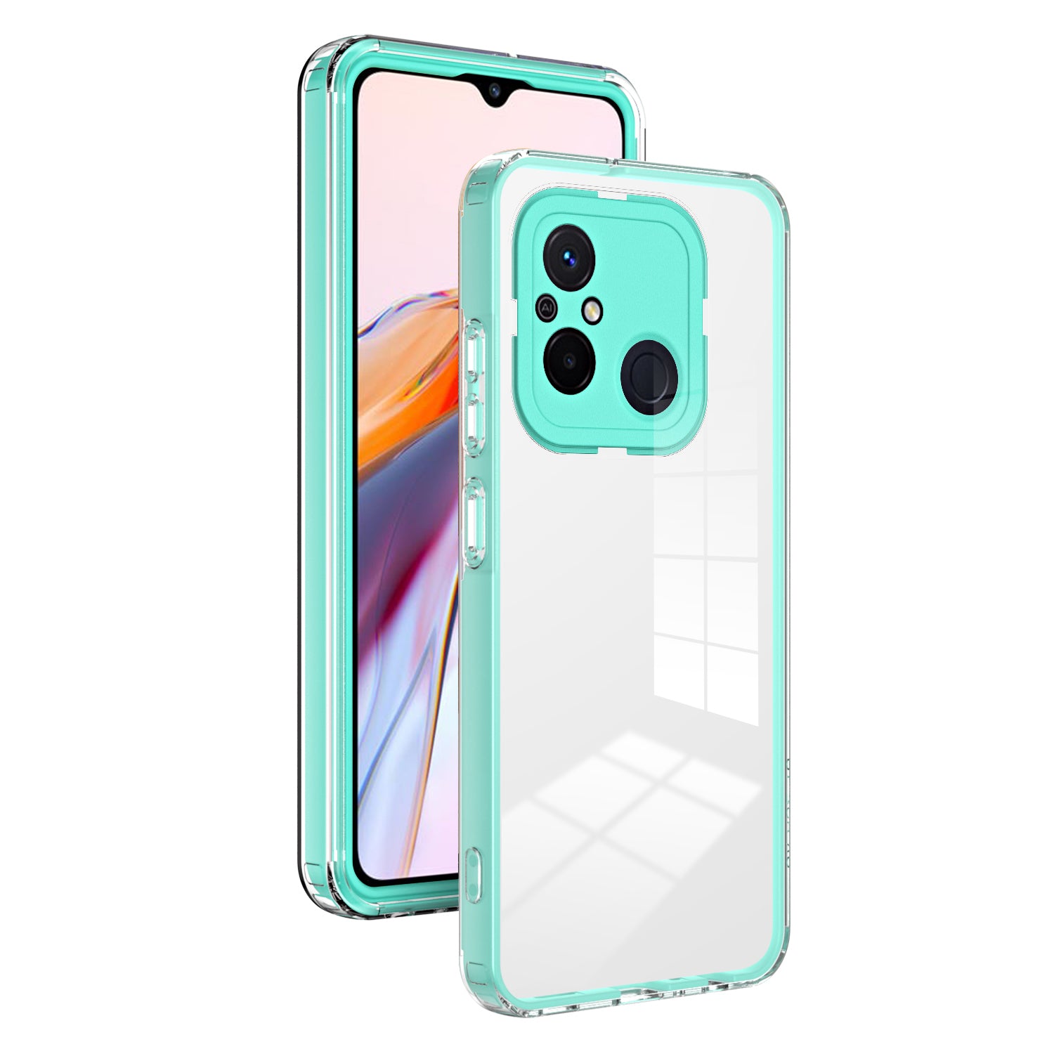 TPU PC Phone Case for Xiaomi Redmi 12C 4G Anti-Drop 3-in-1 Clear Cover with PC Camera Frame