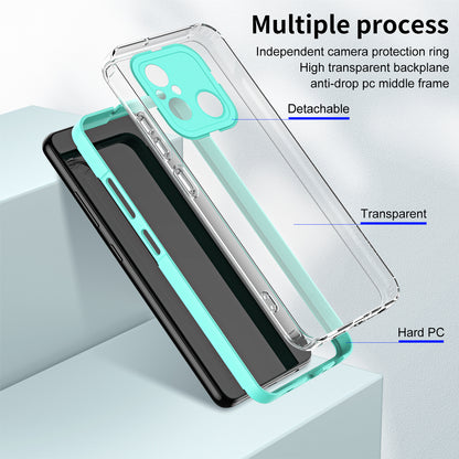TPU PC Phone Case for Xiaomi Redmi 12C 4G Anti-Drop 3-in-1 Clear Cover with PC Camera Frame