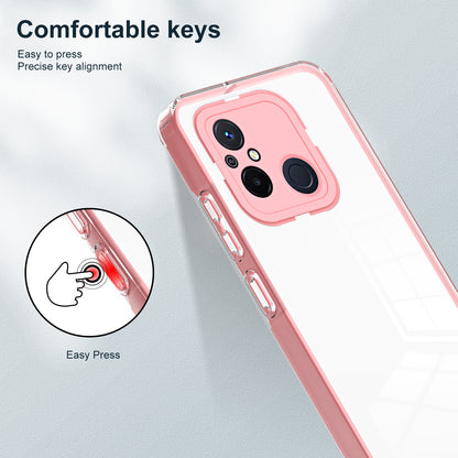 TPU PC Phone Case for Xiaomi Redmi 12C 4G Anti-Drop 3-in-1 Clear Cover with PC Camera Frame