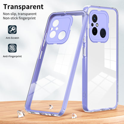 TPU PC Phone Case for Xiaomi Redmi 12C 4G Anti-Drop 3-in-1 Clear Cover with PC Camera Frame