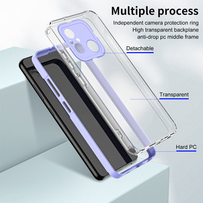 TPU PC Phone Case for Xiaomi Redmi 12C 4G Anti-Drop 3-in-1 Clear Cover with PC Camera Frame