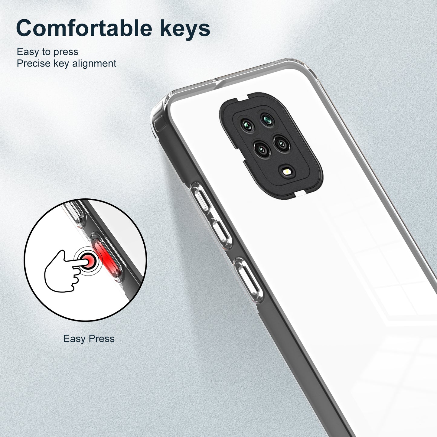 For Xiaomi Redmi Note 9S 4G / Note 9 Pro 4G Case 3-in-1 TPU PC Phone Cover with PC Camera Frame