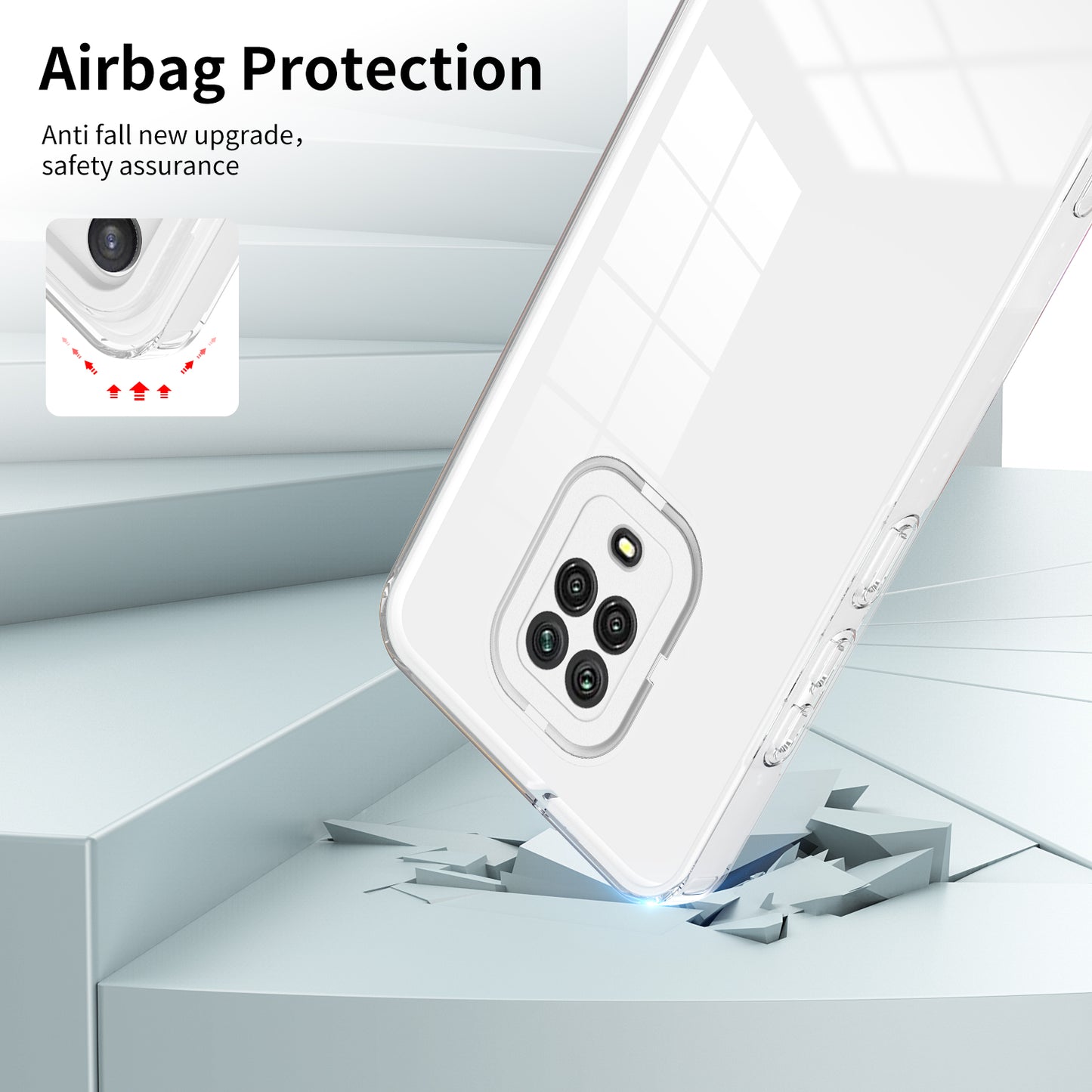 For Xiaomi Redmi Note 9S 4G / Note 9 Pro 4G Case 3-in-1 TPU PC Phone Cover with PC Camera Frame