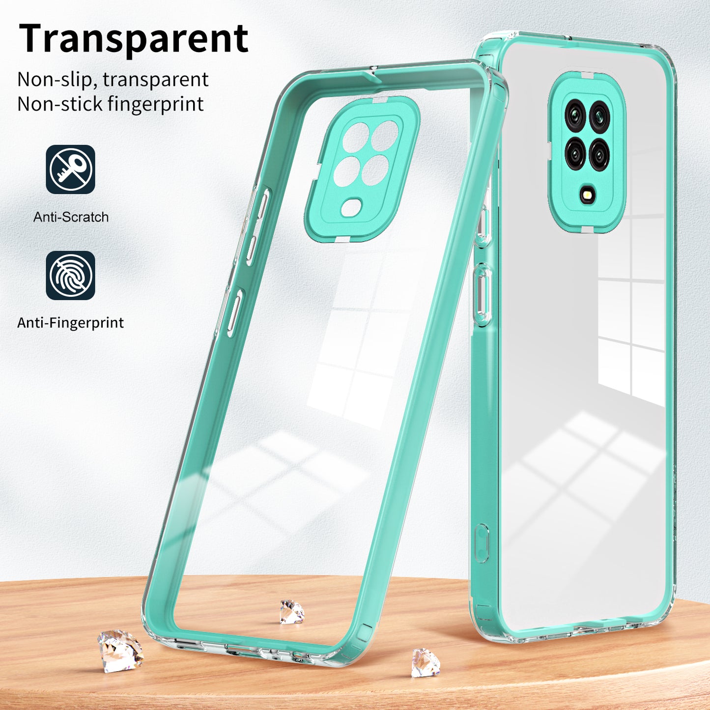 For Xiaomi Redmi Note 9S 4G / Note 9 Pro 4G Case 3-in-1 TPU PC Phone Cover with PC Camera Frame