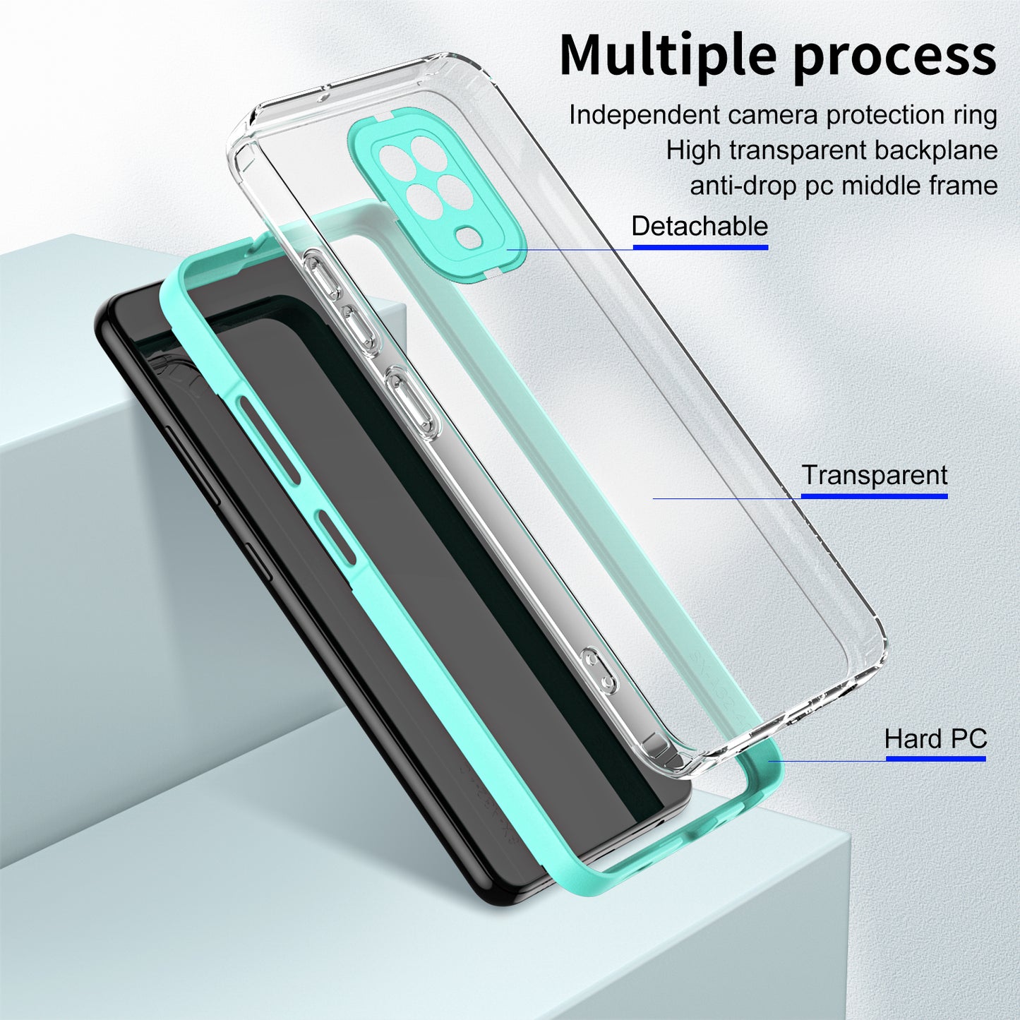 For Xiaomi Redmi Note 9S 4G / Note 9 Pro 4G Case 3-in-1 TPU PC Phone Cover with PC Camera Frame