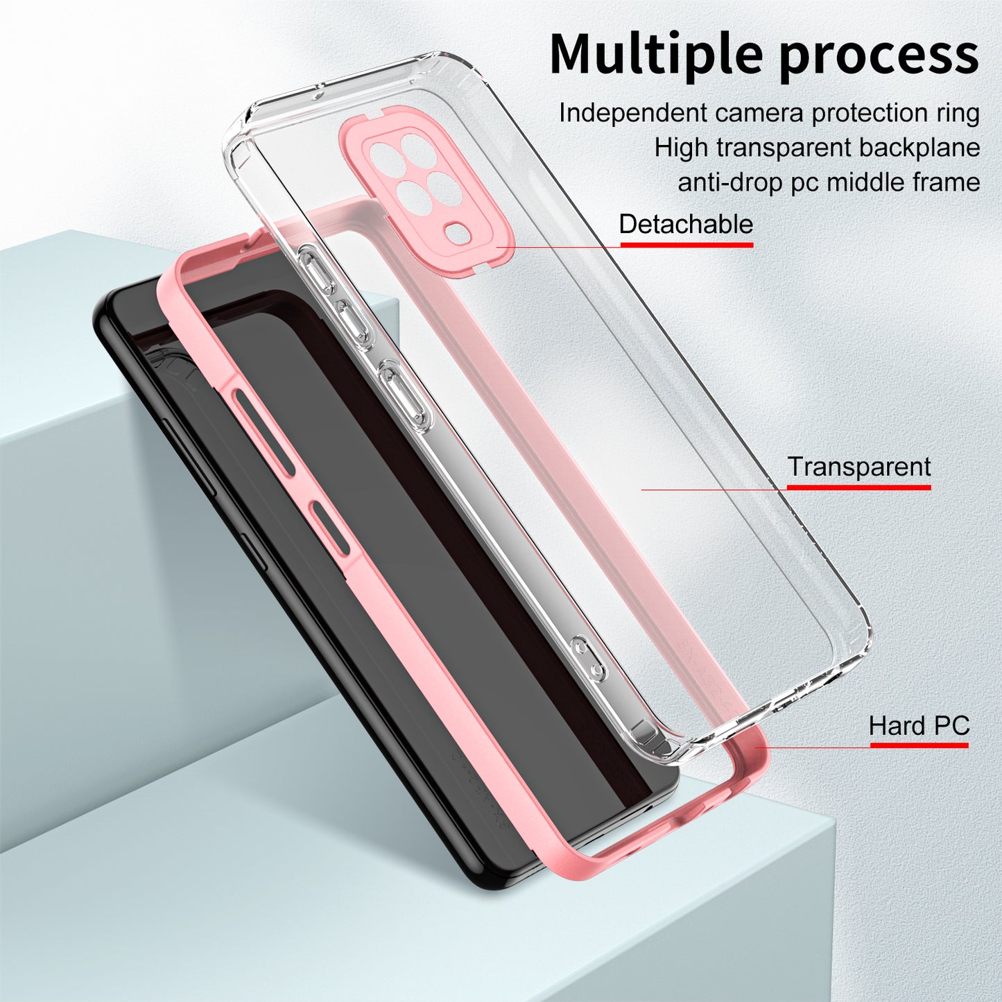 For Xiaomi Redmi Note 9S 4G / Note 9 Pro 4G Case 3-in-1 TPU PC Phone Cover with PC Camera Frame