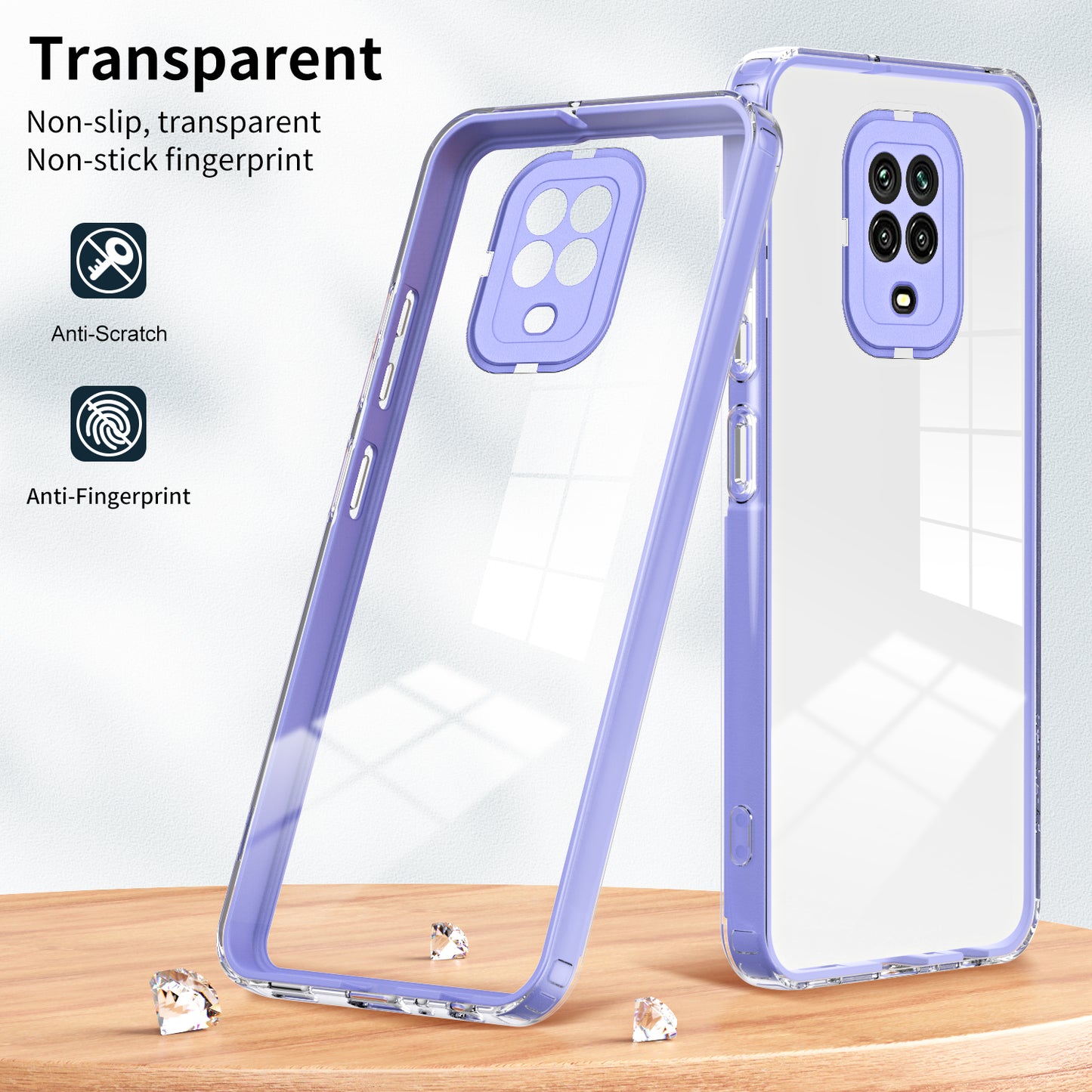 For Xiaomi Redmi Note 9S 4G / Note 9 Pro 4G Case 3-in-1 TPU PC Phone Cover with PC Camera Frame