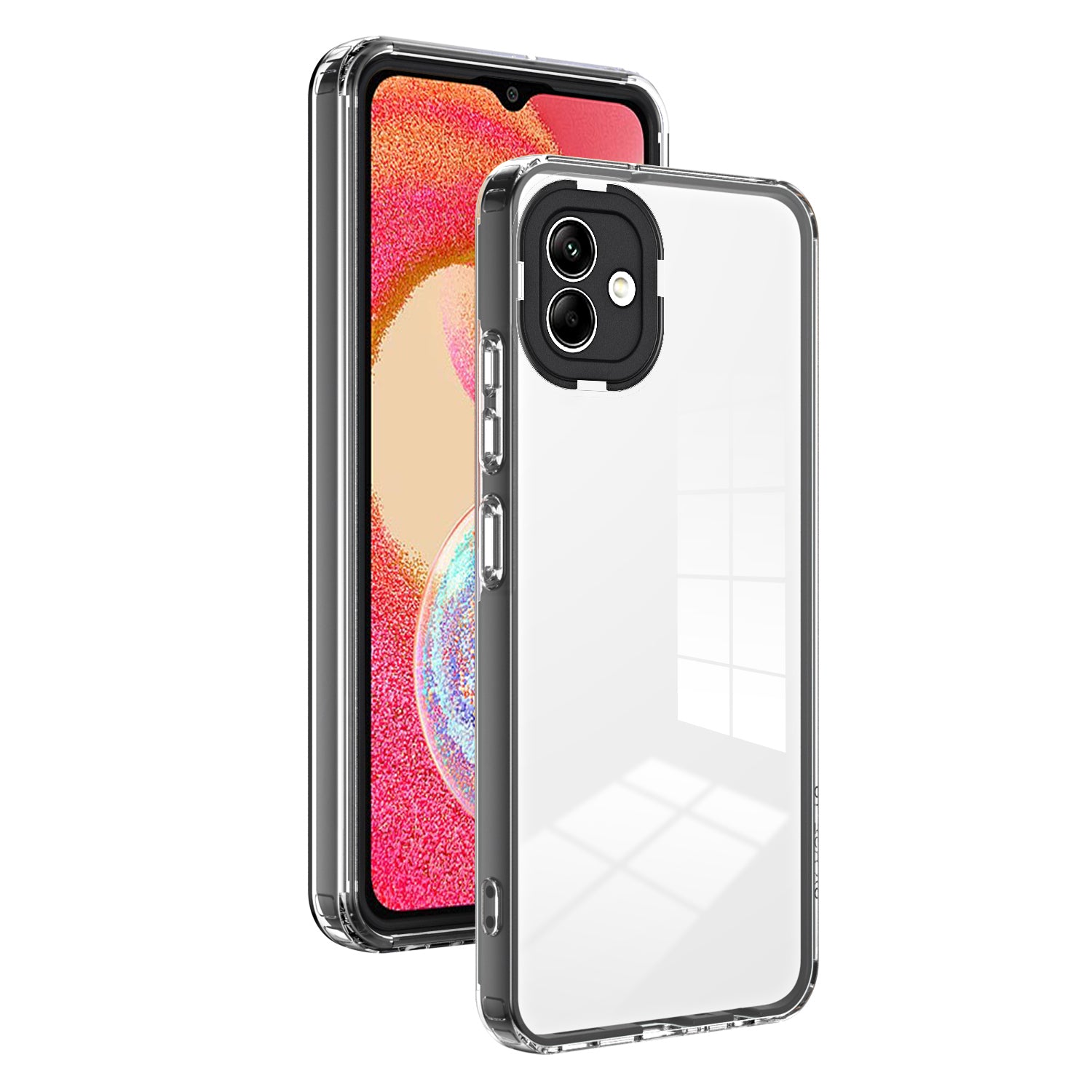 For Samsung Galaxy A04e 4G / F04 4G / M04 4G Shockproof Case 3-in-1 TPU PC Phone Cover with PC Camera Frame