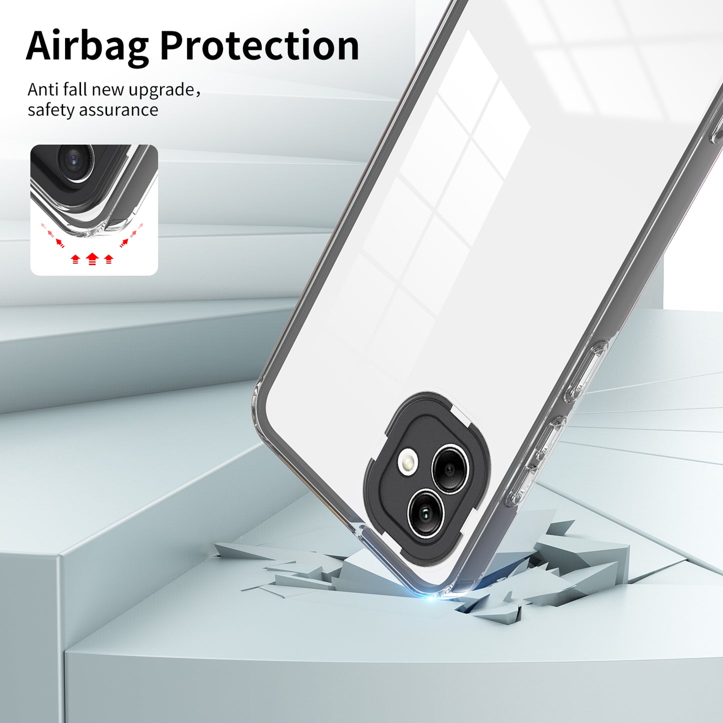 For Samsung Galaxy A04e 4G / F04 4G / M04 4G Shockproof Case 3-in-1 TPU PC Phone Cover with PC Camera Frame