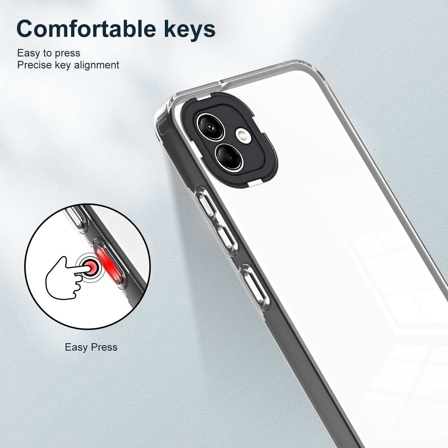 For Samsung Galaxy A04e 4G / F04 4G / M04 4G Shockproof Case 3-in-1 TPU PC Phone Cover with PC Camera Frame