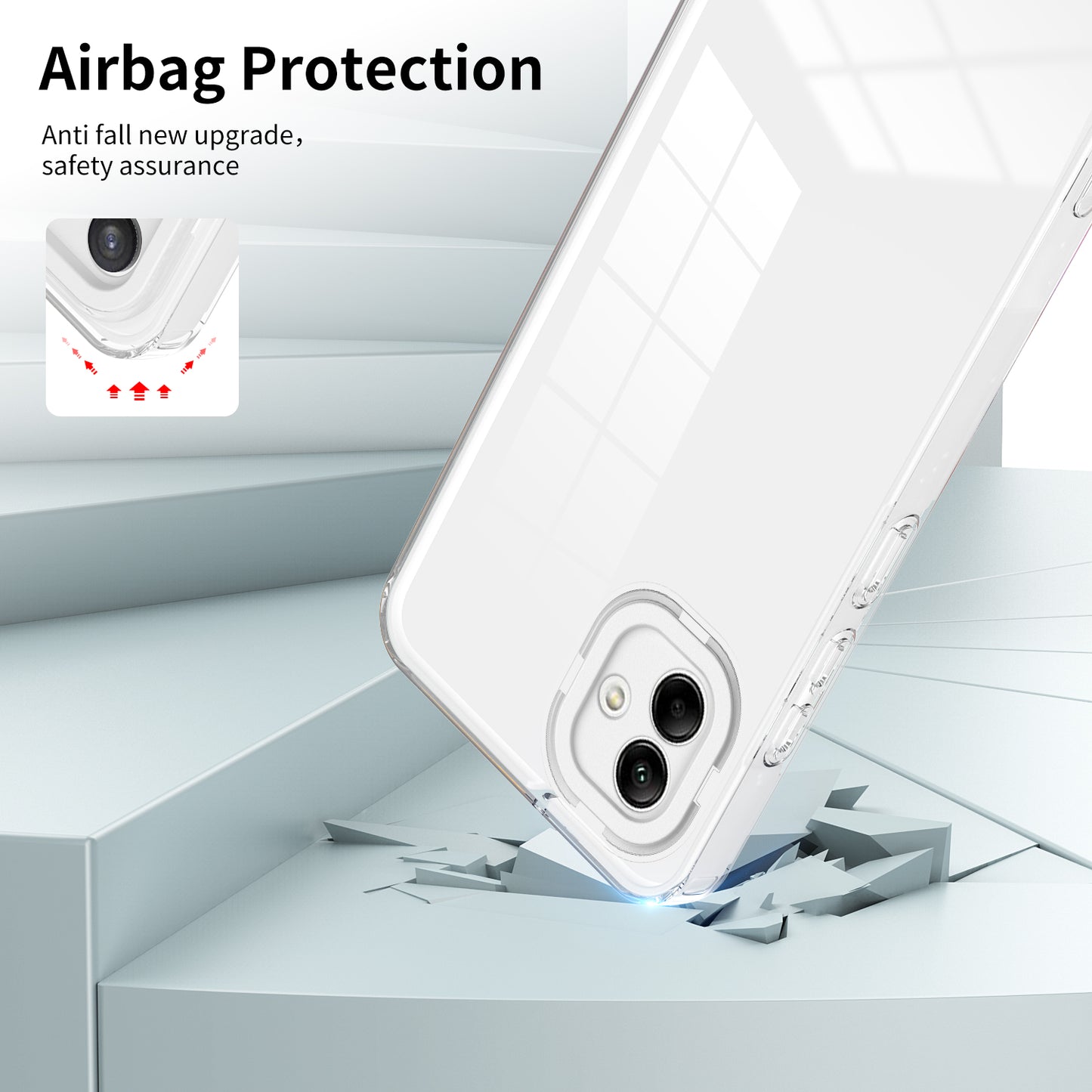 For Samsung Galaxy A04e 4G / F04 4G / M04 4G Shockproof Case 3-in-1 TPU PC Phone Cover with PC Camera Frame