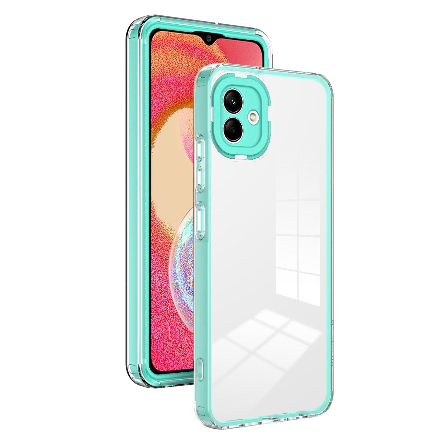 For Samsung Galaxy A04e 4G / F04 4G / M04 4G Shockproof Case 3-in-1 TPU PC Phone Cover with PC Camera Frame