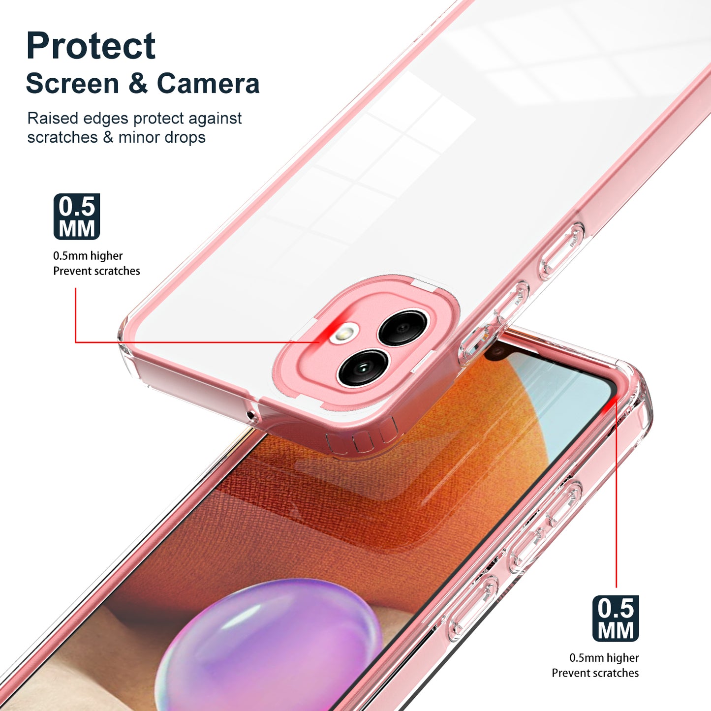 For Samsung Galaxy A04e 4G / F04 4G / M04 4G Shockproof Case 3-in-1 TPU PC Phone Cover with PC Camera Frame