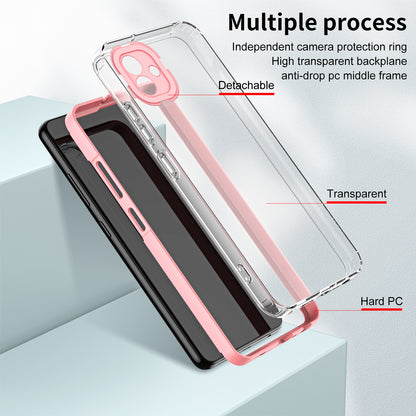 For Samsung Galaxy A04e 4G / F04 4G / M04 4G Shockproof Case 3-in-1 TPU PC Phone Cover with PC Camera Frame