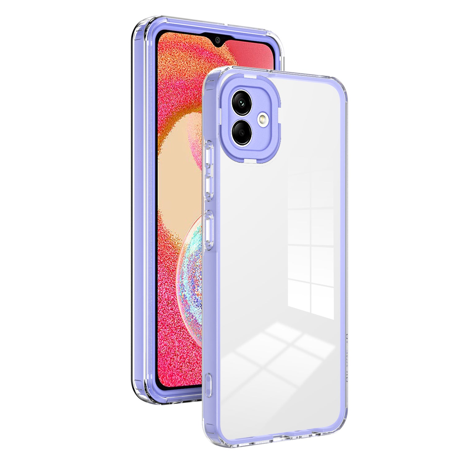 For Samsung Galaxy A04e 4G / F04 4G / M04 4G Shockproof Case 3-in-1 TPU PC Phone Cover with PC Camera Frame