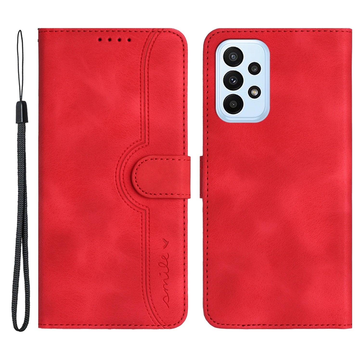 YX003 For Samsung Galaxy A73 5G PU Leather Wallet Phone Stand Case Imprinted Smile Pattern Cell Phone Cover