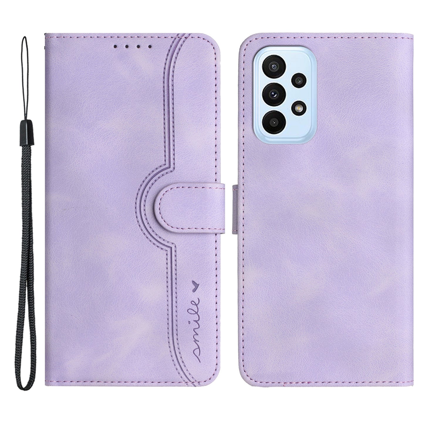 YX003 For Samsung Galaxy A73 5G PU Leather Wallet Phone Stand Case Imprinted Smile Pattern Cell Phone Cover