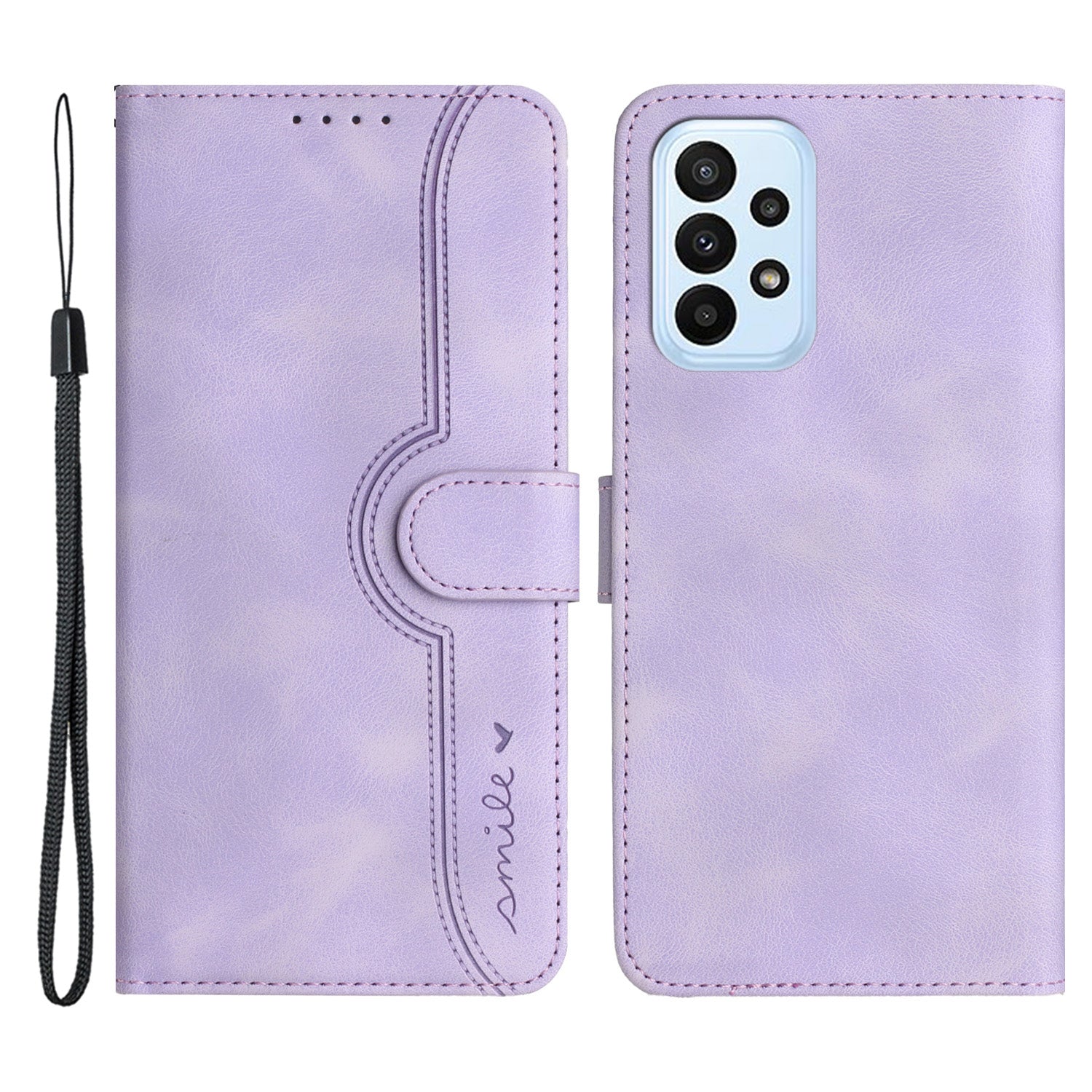 YX003 For Samsung Galaxy A73 5G PU Leather Wallet Phone Stand Case Imprinted Smile Pattern Cell Phone Cover