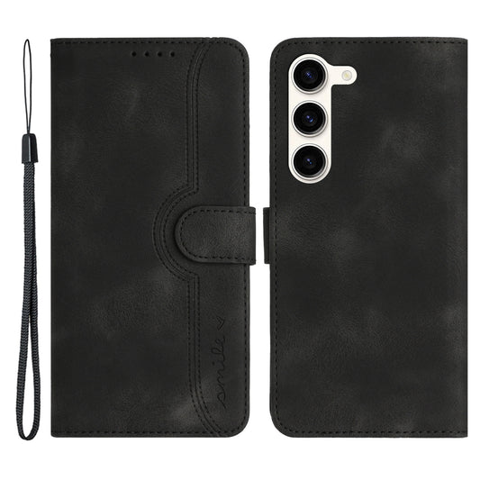 YX003 For Samsung Galaxy S23 Cell Phone Case Anti-Scratch PU Leather Wallet Stand Imprinted Smile Pattern Cover