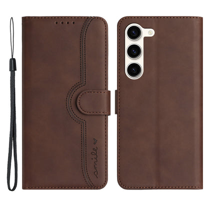 YX003 For Samsung Galaxy S23 Cell Phone Case Anti-Scratch PU Leather Wallet Stand Imprinted Smile Pattern Cover