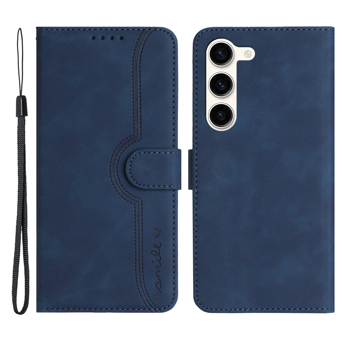 YX003 For Samsung Galaxy S23 Cell Phone Case Anti-Scratch PU Leather Wallet Stand Imprinted Smile Pattern Cover