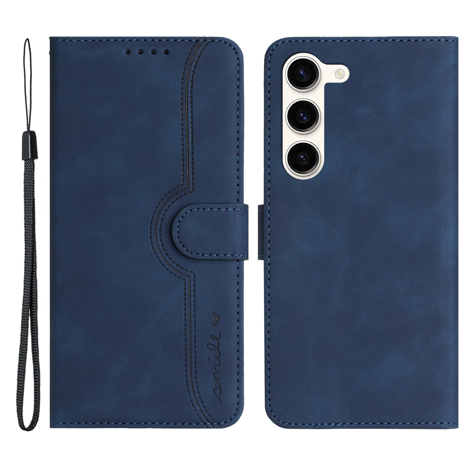 YX003 For Samsung Galaxy S23 Cell Phone Case Anti-Scratch PU Leather Wallet Stand Imprinted Smile Pattern Cover