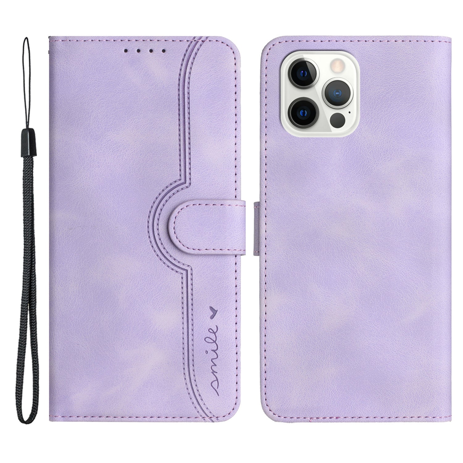 YX003 For iPhone 14 Pro Max Imprinted Smile Pattern Phone Case PU Leather Wallet Stand Cover