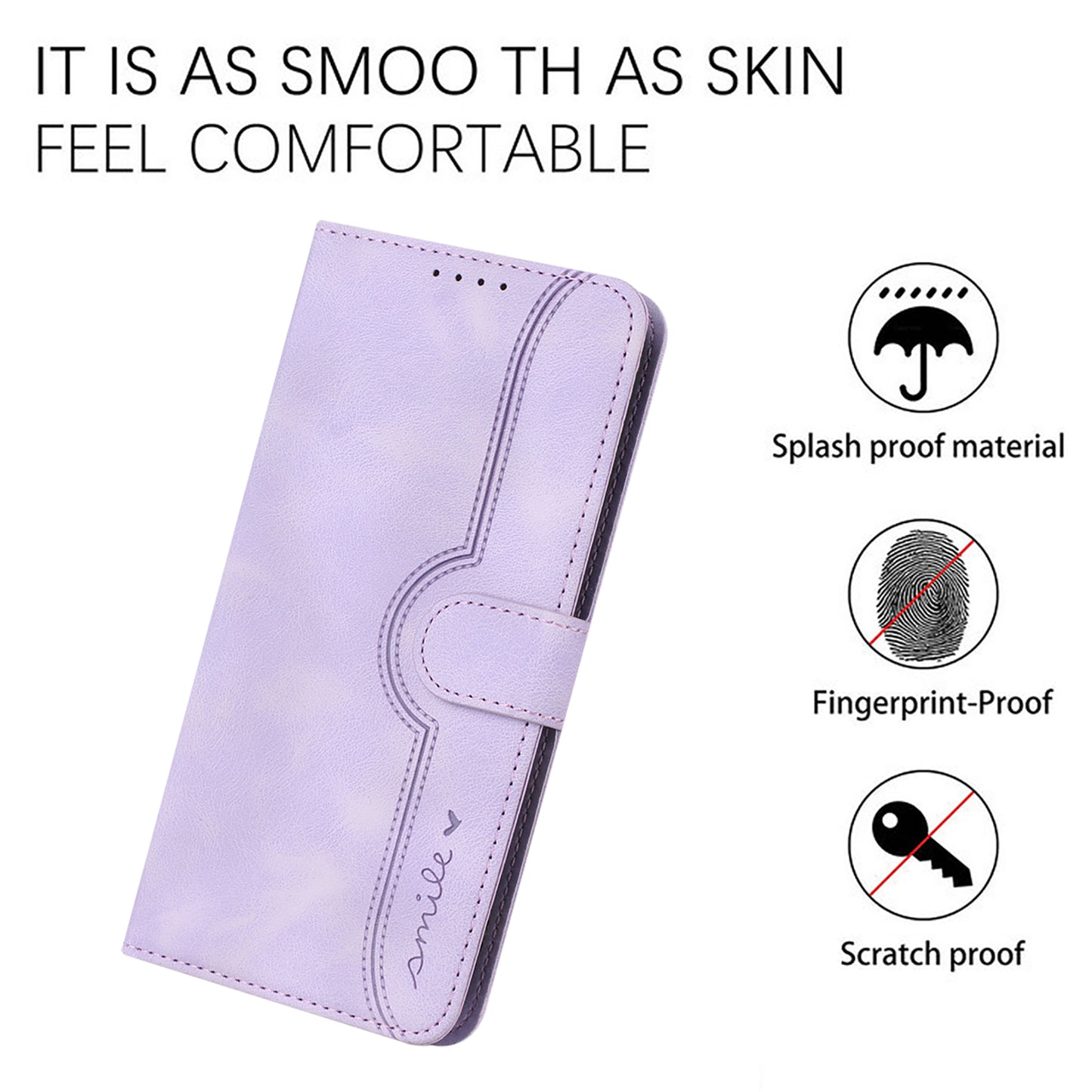 YX003 For iPhone 14 Pro Max Imprinted Smile Pattern Phone Case PU Leather Wallet Stand Cover